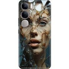 Grabono Vivo V40 Lite Kılıf Renkli Esnek Baskı Silikon Özel Temalı Desenli Cam Kırığı