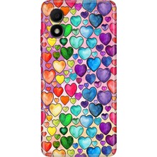 Grabono Tcl 303 Kılıf Silikon Renkli Phone Case Kalp Çizim