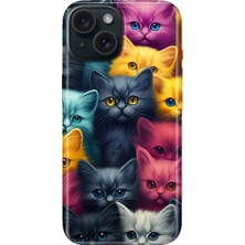 Grabono iPhone 13 - 14 Kılıf Renkli Tpu Uv Baskılı Desenli Silikon Kedi Ordusu