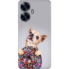 Grabono Realme C55 Kılıf Renkli Desenli Baskı Silikon Uv Donut Dog