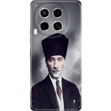 Grabono Tecno Camon 30 Kılıf (Cl6) Uyumlu Silikon Desenli Kapak Atatürk