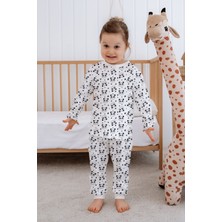 Messido Kız Bebek Çocuk Pijama Takımı Uzun Kollu Üst ve Alt Takım - Sevimli Panda