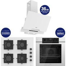 Ferre Fryart Digital Beyaz Cam Ankastre Set ( Kaymaz Döküm Izgara ) QEP63CB+SC206-FA+D064-SA