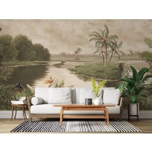Grown Huzurlu Tropik Nehir Manzarası Duvar Kağıdı