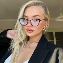 Metaket Mavi Işık Filtreli Ekran Gözlüğü Cateye Model Metal Detaylı Camları Değişebilir 51-18-142