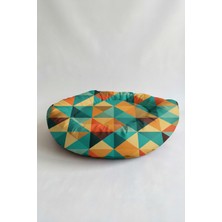 Patilemece Kare Renkli Desenli 50X50 Yuvarlak Simit  Fermuarlı Yıkanabilir Kedi Köpek Yatağı