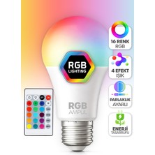 Telvesse Kumandalı Rgb Renkli LED Ampul 9W E27 Parlaklık | Renk Değiştiren Dimmerli LED Aydınlatma Lamba