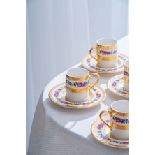 Acar Isadora 24K Altın Detaylı 6 Kişilik Porselen Kahve Fincan Takımı - 100 ml