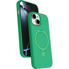 MobaxAksesuar Apple iPhone 15 Plus Kılıf Slikon M-Safe Şarj Uyumlu Silikon Standlı Regal Kapak