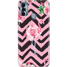 Grabono Tecno Spark 7 Pro Kılıf Renkli Silikon Flamingo