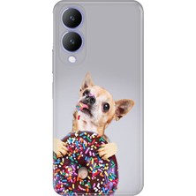 Grabono Vivo Y17S Kılıf Renkli Desenli Özel Tasarım Baskı Silikon Kapak Donut Dog