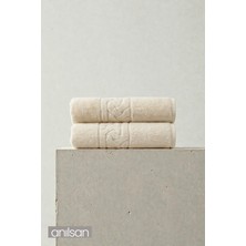 Anılsan 2'li Rita Ekru Banyo Havlusu - 70x140 Cm, 490Gr, %100 Pamuk, Spa Ve Otel Havlusu