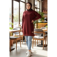 İlkimay.com Armalı Yırtmaç Detay Tunik 1665 - Bordo