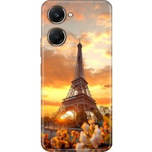 Grabono Vivo Y18 Kılıf Renkli Desenli Özel Tasarım Uv Baskı Silikon Kapak Eyfel