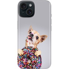 Grabono iPhone 13 - 14 Kılıf Renkli Tpu Uv Baskılı Desenli Silikon Donut Dog