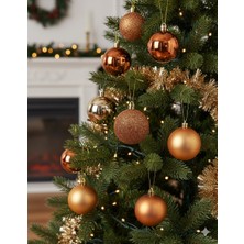 Dodomar 6 cm – Bakır Mat Parlak Simli Yılbaşı Top Süs 6 Parça Dekoratif Ağaç ve Parti Süsü