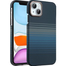 MobaxAksesuar Apple iPhone 14 / 13 Kılıf Kevlar Desenli Karbon M-Safe Magnetik Şarj Vega-Msafe