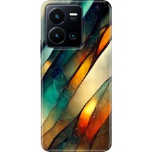 Grabono Vivo Y22S -Y35 Kılıf Renkli Tpu Uv Baskılı Desenli Silikon Flora Mermer
