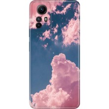 Grabono Xiaomi Redmi Note 12S Kılıf Renkli Desenli Baskı Tasarım Silikon Pembe Bulut