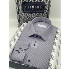 Fitmens Klasik Uzun Kol Kare Armür Desenli Hediye Kutulu Erkek Gömlek FS-002151 - Mor
