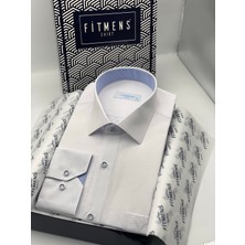 Fitmens Klasik Uzun Kol Filafil Pitikareli Swift Hediye Kutulu Erkek Gömlek FS-001263 - Beyaz Mavi