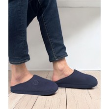 Redtan Lacivert Erkek Ev Terliği | Ortopedik | Yumuşak Tabanlı | Içi Kürklü Damat Terliği & Çeyizlik