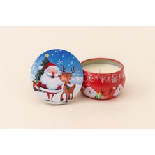 Tutku Home Yılbaşı Temalı Metal Şık Kavanoz Mum-Noel- Geyik-Kardanadam Hediyelik Şık Ürün Gri