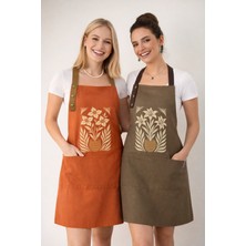 Hulganz Mutfak Önlüğü Seti 2'li Leke Tutmaz Su Itici Kumaş Solmaz Baskı Lilyum Begonvil Çiçek Saksı Bitkileri Önlük Botanik Çeyiz Hediye Günlük Kullanım Bulaşık Bahçe Işleri Kafe Atölye Workshop Çalışmaları