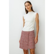 On Triko Yanları Büzgülü Kolsuz Triko Kazak 65355