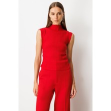 On Triko Yanları Büzgülü Kolsuz Triko Kazak 65355