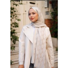 Verahed G Desenli Çift Taraflı Kaşmir Ipek Şal Büyük Boy Kadın Omuz ve Boyun Şalı