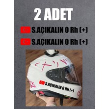 Sticker Dizayn Bayraklı Ad Soyad Kan Grubu Sticker (2 Adet ) -  Motosiklet Araba Oto Cam Sticker - 00315