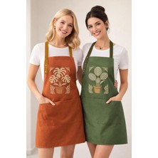 Hulganz Mutfak Önlüğü Seti 2'li Leke Tutmaz Su Itici Kumaş Solmaz Baskı Monstera Calathea Çiçek Saksı Bitkileri Önlük Botanik Çeyiz Hediye Günlük Kullanım Bulaşık Bahçe Işleri Kafe Atölye Workshop Çalışmaları