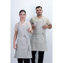 Çizgili Arkadan Ayarlanabilir Bağcıklı Cepli Önlük