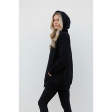 Uncia Outdoors Kadın Fermuarlı Kapüşonlu Sweatshirt Hırka Oversize Rahat Kalıp