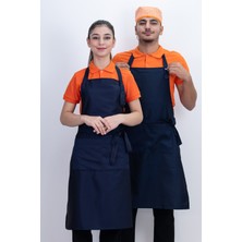 Düz Cepli Ayarlanabilir 2 Parça Düğmeli Arkadan Bağcıklı Önlük