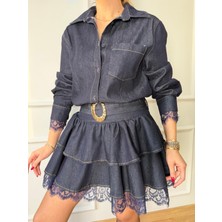 Size Özgü Dantel Detaylı Katkat Jean Elbise