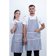 Çizgili Unisex Boydan Ayarlanabilir Cepli Önlük