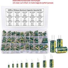 Hatfon Elektrolitik Kondansatör Seti Kutuplu 225 Adet 1UF-470UF 15 Farklı Değerde Şeffaf Çantada