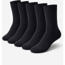 Sky Socks 5li Tabanaltı Düz Siyah Havlu Kalın Kışlık Erkek Soket Çorap Seti