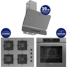 Ferre Flowart Digital Gri Cam Ankastre Set ( Kaymaz Döküm Izgara ) QBL63CPR+SC208-FA+D082-SA