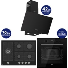 Ferre Flowart Digital 5 Gözlü Siyah Cam Ankastre Set QBL63CS+BL135+D086-SA