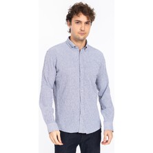 2208 Gofre Kıng Slım Safari Kol Gömlek 5705/3 Lacivert