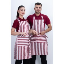 Çizgili Unisex Boydan Askılı Cepli Önlük