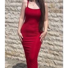 Kadın Sırt Dekolteli Ip Askılı Uzun Elbise