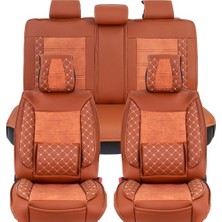 Castor Otomotiv Castor Volkswagen T-Roc Uyumlu Lüx Deri Oto Koltuk Kılıfı Ön Arka Set Planet Serisi Tarçın