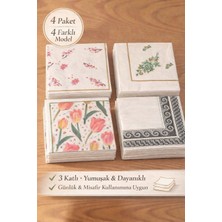 4 Paket Kağıt Sunumlu Desenli Peçete
