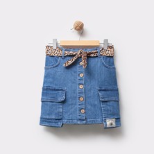 Overdo Ovd Kız 5-8 Yaş Kot Leopar Kemerli Etek