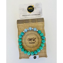 MK Tasarım Gerçek Turkuaz - Mavi Kuvars Taşı Bileklik | Özel Kutusunda | Müşteri Kartlı MK.014.004