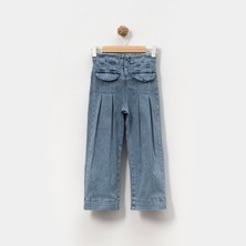 Overdo Kız Çocuk 5-8 Yaş Pileli Kot Pantolon